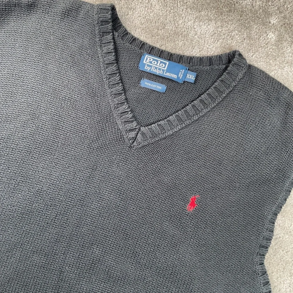 Polo Ralph Lauren Sweater Vest Mens XXL Black Cotton V-Neck‎ Knit Pony
